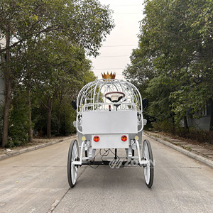 Electric <b>White</b> <b>Pumpkin</b> Carriage With Golden Crown Metal Frame Outdoor Wedding Transportation - Product Image 4