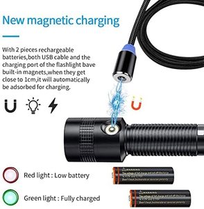 Đèn pin từ tính siêu sáng cắm trại Đèn pin chiến thuật có thể sạc lại bằng đèn <span class=keywords><strong>LED</strong></span> - Product Image 2