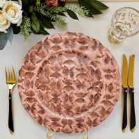 Assiette en plastique réutilisable décorative créative pour restaurant, mariage et fête, à motifs d'usine pour desserts, salade, snack, décoration