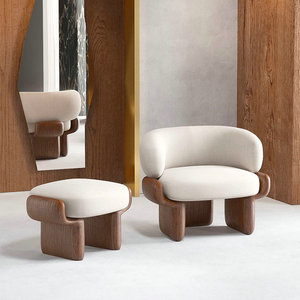Sillón de lujo moderno de madera maciza cómodo para sala de estar, sillón decorativo de espuma relajante, sillones individuales tapizados de China para el hogar - Product Image 5