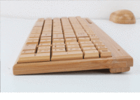 Kombo Keyboard dan Mouse Nirkabel 2.4G dari Bambu, Ukuran Penuh, Set Keyboard Kayu Bambu Alami untuk Kantor, PC, Desktop, Logo Kustom