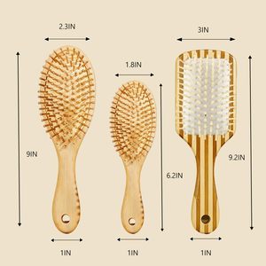 Cepillo para el Cabello de Bambú Natural con Cojín y Tecnología Láser, Juego de Cepillos Desenredantes Ovalados con Logotipo Personalizado y Caja para Mujer - Product Image 3