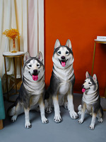 Estatua de Perro Husky de Resina para Exteriores, Figura Religiosa de Poliresina, Animal Artificial, Husky Siberiano Sentado, Escultura