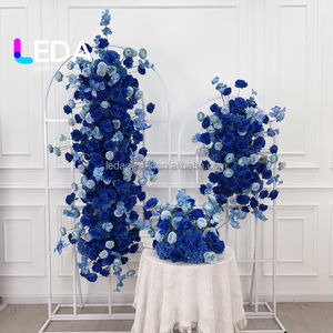 Arche de fond de scène de mariage en soie bleu royal LEDA, rangée de fleurs suspendues, fête d'anniversaire, scène, arrangement floral au sol, fleurs au sol - Product Image 6