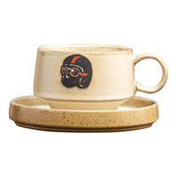 Mug en céramique rétro de 240 ml avec soucoupe, ensemble portable pour café et eau en plein air