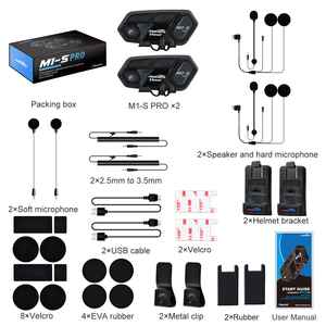 2 Piezas Fodsports <span class=keywords><strong>M1</strong></span>-<span class=keywords><strong>S</strong></span> PRO <span class=keywords><strong>Intercomunicador</strong></span> para Casco de Motocicleta para 10 Pilotos, 2 km de Alcance, IP65, Accesorios Inalámbricos para Motocicleta, Auriculares Bluetooth - Product Image 6