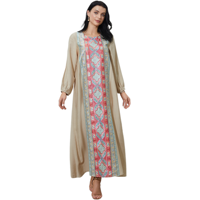 Robe Abaya d'été décontractée et modeste pour femme, coupe ample, longueur cheville, broderie musulmane, anti-boulochage, robe de soirée brodée et perlée