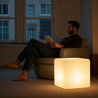 Meuble Lumineux 35cm 40cm 43cm, Siège Cube LED 3D Clignotant, Chaise Cube LED Lumineuse, Siège Cube Lumineux, Table d'Appoint LED Moderne