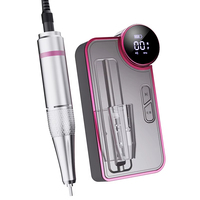 Lime à ongles électrique professionnelle rechargeable par USB en acier inoxydable, polisseuse à ongles portable avec 2 têtes