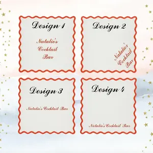 طقم قواعد أكواب ومناديل من الكتان 100%، مربعة 6*6 بوصة، بنقوش نصية مطرزة وحواف صدفية، فريدة بطابع الحانة للمائدة والمنزل والطائرة - Product Image 4