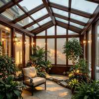 Eleganter Villa-Wintergarten aus Aluminium-Holz-Verbund mit Schallschutz aus gehärtetem Glas und isolierten Dachziegeln