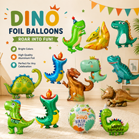 Ballon en Mylar en forme de dinosaure de dessin animé, design géant de dinosaure pour la fête d'anniversaire des enfants, décoration sur le thème de la jungle, fournitures pour événements
