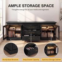 Meuble TV Moderne de Luxe 80 pouces en Bois Noir avec Portes en Verre Cintrées pour Projet Villa Hôtel Fabricant OEM/ODM