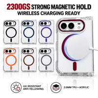 Étui magnétique transparent en TPU acrylique 2,0 mm pour iPhone Duo, cadre d'appareil photo anti-jaunissement UV, boutons magnétiques, léger (2300)