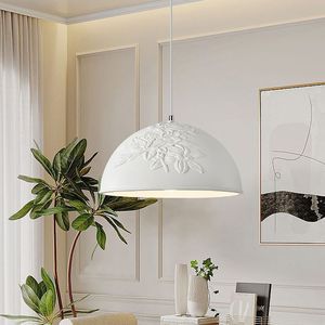French Minimalist <b>Light</b> Luxury <b>Dining</b> Table Island Chandelier Creative Cream-Themed Designer Artistic Carved Lighting Fixture - Product Image 1