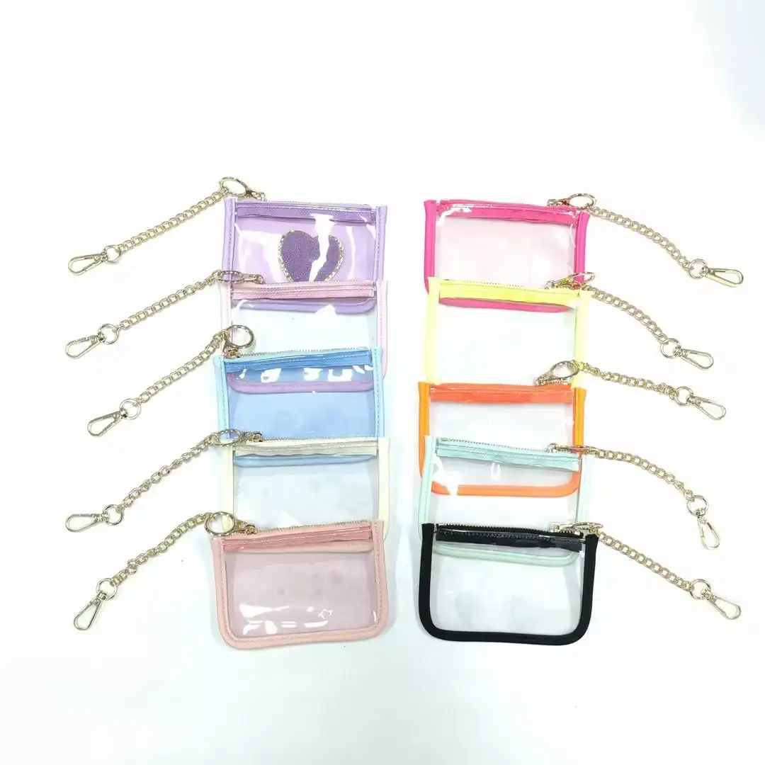 2023 New Small Wallet Card Plastic Waterproof Square Bag Transparent Pvc Coin Purse Holder Keychain With Zipper Mini Coin Purse