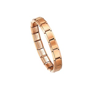 Pulsera Modular Italiana Minimalista Unisex de Acero Inoxidable, Cuadrada, Elástica, con Acabado Liso de Acero Titanio, Cadena Geométrica - Product Image 5