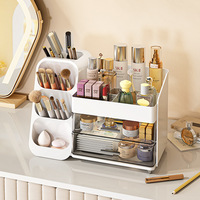 Organisateur de maquillage et de parfums grande capacité pour comptoir, avec support pour pinceaux de maquillage, pour coiffeuse