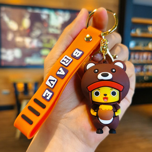 Llavero de goma suave con dibujos animados encantadores, llavero de 1 pieza, muñeca 3D, colgante de Luffy, llaveros, venta al por mayor, llaveros de regalo promocionales - Product Image 4