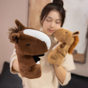 Marionnette à main en forme de tête de cheval, peluche super douce <span class=keywords><strong>avec</strong></span> rembourrage en coton PP, design brodé, jouet de confort pour anniversaire - Product Image 6