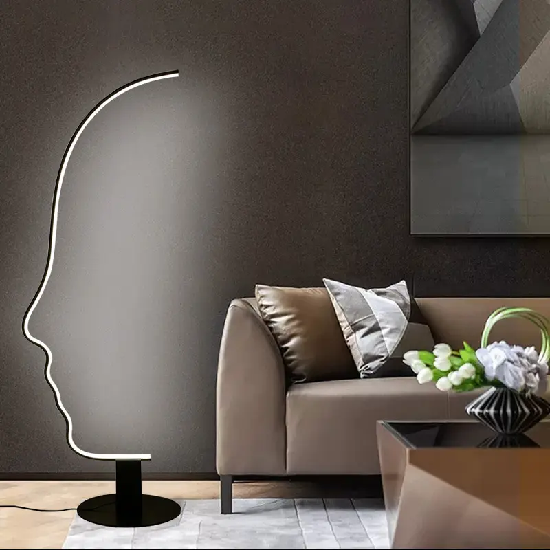 Product big sale instant discount $5 Nordic style face floor lamp 1.4m black floor lamp