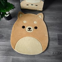 Tapis en forme de visage de chien Pug mignon, tapis de sol en peluche, tapis antidérapant lavable pour chambre à coucher, salle de bain, chambre d'enfants, décoration de la maison