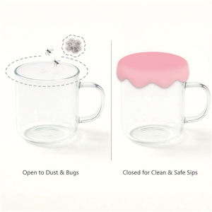 Flower-Shaped <b>Silicone</b> Cup Lid - Food Grade Dustproof & Leakproof Mug Cover <b>Silicone</b> <b>Coaster</b> - Product Image 4