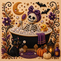 Offre Spéciale : Peinture Diamant DIY Thème Halloween Faite à la Main, Auto-adhésive, Motifs Citrouille, Fantôme, Chat, sur Cadre en MDF pour la Maison