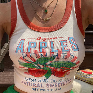 Top corto <span class=keywords><strong>estampado</strong></span> sin mangas para <span class=keywords><strong>mujer</strong></span>, camiseta ajustada, ropa de calle Cool Girl, <span class=keywords><strong>chaleco</strong></span> Retro Sexy - Product Image 1