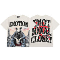 26SS Beauty for MIXED EMOTION T-shirt à manches courtes en coton vieilli, style rétro streetwear, avec imprimé et strass thermocollés, respirant et anti-humidité