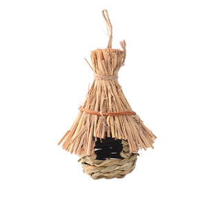 Nid d'oiseau en paille fait main, taille moyenne, décoration de jardin pour oiseaux, ornement extérieur - Product Image 5