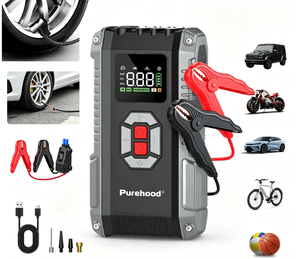 Démarreur de batterie 2-en-1 Purehood S600 avec compresseur d'air, 4000A de pointe, gonfleur de pneus 150 PSI, batterie externe 27000 mAh - Product Image 1