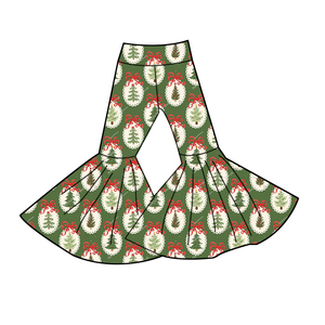 Pantalones de <span class=keywords><strong>Campana</strong></span> para Niñas con Estampado Navideño Personalizado, Pantalones de Cintura Alta de Tela Suave de Bambú para Bebés y Niños - Product Image 4