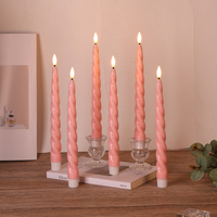 Bougie chauffe-plat à LED en cire de paraffine rose à flamme réelle en 3D à piles de Matti pour la décoration de la maison à Noël