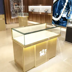 Sesuaikan shop vitrina 18 Slot jam tangan kayu desain toko ritel coll konter kabinet kaca untuk display perhiasan