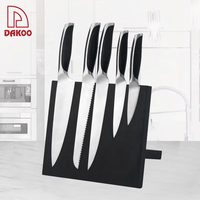 Ensemble de couteaux de chef Couteaux de cuisine de chef en acier inoxydable avec support magnétique en bloc de bois pour l'organisation de la cuisine
