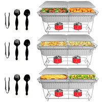 Ensemble de 3 chauffe-plats argentés jetables pour buffet, idéal pour hôtels et restaurants