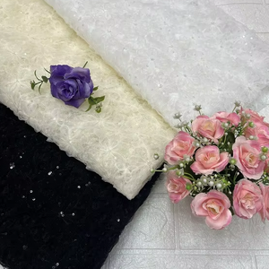 Factory Direct <strong>Wholesale</strong> Woven Embroidery <strong>Fabric</strong> Antique Mesh <strong>Lace</strong> With 3D Flower And Sequin Embroidery Knitted Lightweight - Product Image 1