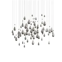 Lustre suspendu moderne en verre artisanal couleur or champagne pour escalier de villa, décoration de style boule