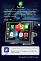 Reproductor Multimedia para Auto BQCC de 7 Pulgadas con CarPlay Inalámbrico y Android Auto, Monitor para Auto TN de 1080P, Cámara Trasera, Espejo, Bluetooth, USB, FM, DVR, Amplificador para Autos y Camionetas