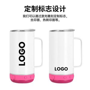 20oz Stainless Steel Vacuum Insulated Sublimation Bluetooth Tumbler Straight Display Speaker Smart Wireless <b>Music</b> Cup Handle - Product Image 3