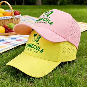 Casquette légère jaune ventilée - Casquette brodée avec logo de stand de boissons pour le <span class=keywords><strong>personnel</strong></span> de service en extérieur en été - Product Image 1