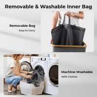 Panier à linge robuste Grand panier à linge pliable avec sac amovible Grand panier à linge avec couvercle et poignées