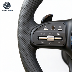 Volant en cuir noir semi-perforé pour Mercedes Benz W204 W205 W213 W219 W222 A45 E63 Gle Gls Amg Gt C63 G63 G65 - Product Image 4