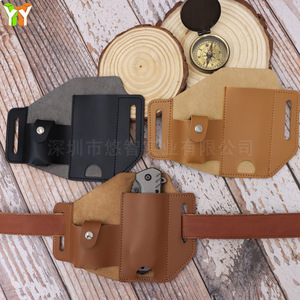 Funda táctica para herramientas de exterior en stock, funda de cuero PU para cuchillo de supervivencia EDC, funda para cuchillo plegable, funda para brújula. - Product Image 1