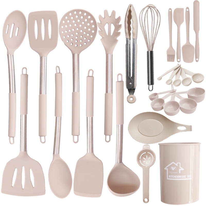 Amazon silicona utensilios de cocina de 27 piezas-caqui