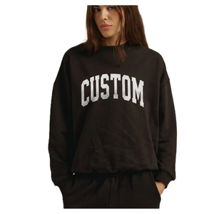 Sweat-shirt oversize à col rond et épaules tombantes pour femme, manches longues, logos personnalisés, vêtements d'hiver - Product Image 1