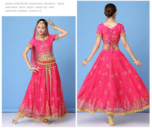 Femmes <span class=keywords><strong>Halloween</strong></span> magnifique Rose motif film Cosplay danse indienne princesse Bollywood danse Performance Costumes costume - Product Image 6