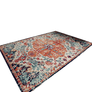 Mimoza Vintage Medallion Digital <b>Printed</b> Floral Pattern Low Pile Pet Friendly Stain Resistant Home Rug Chenille Cotton Surface - Product Image 1