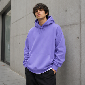 Sudadera con Capucha Morada Estilo Urbano, Holgada, con Bolsillos y Cuello Redondo para Uso Casual - Product Image 3